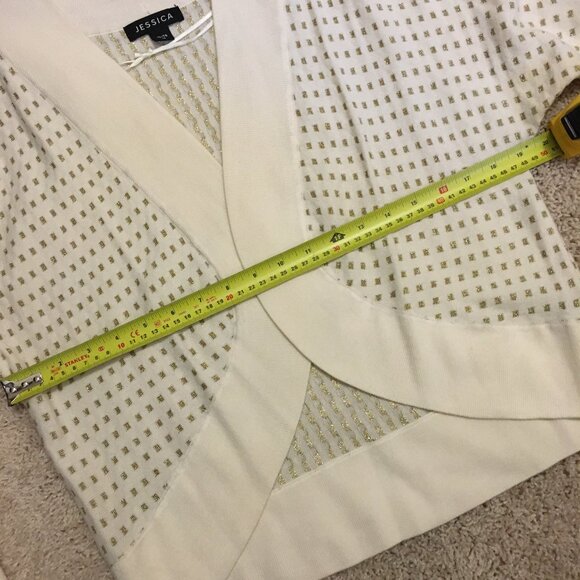 Jessica Cream and Gold 3/4 Sleeve Cardigan - Picture 7 of 10